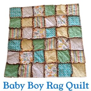 NEW Homemade Baby Boy Rag Quilt Forest Friends/Multi Color